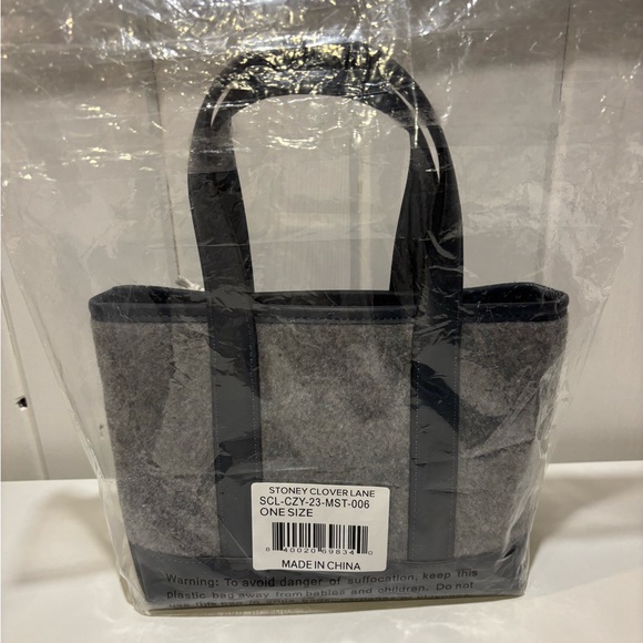 Stoney Clover Lane Gray Felt Mini Tote with Black Trim- Firm price - Picture 2 of 8